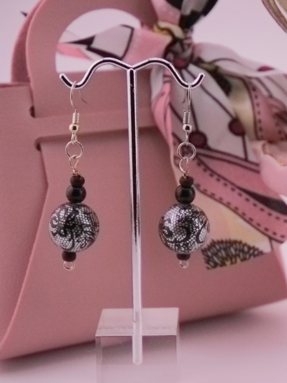 Black Lace Bead Earrings | Victorian Inspired Dangle Earrings | Romantic Gothic